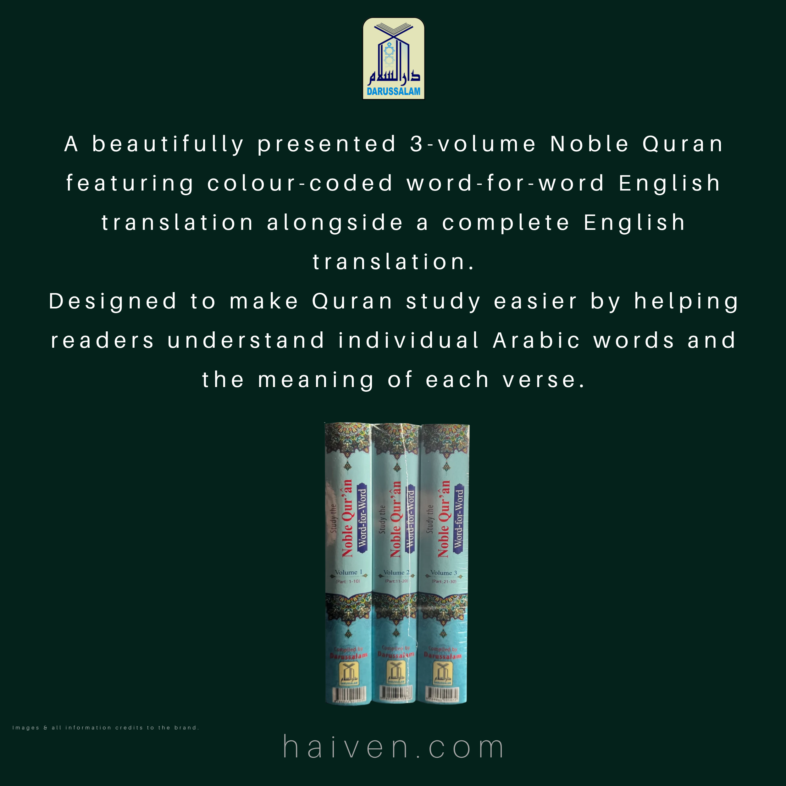 Study The Noble Quran Word For Word (3 Volume Set - Colored)