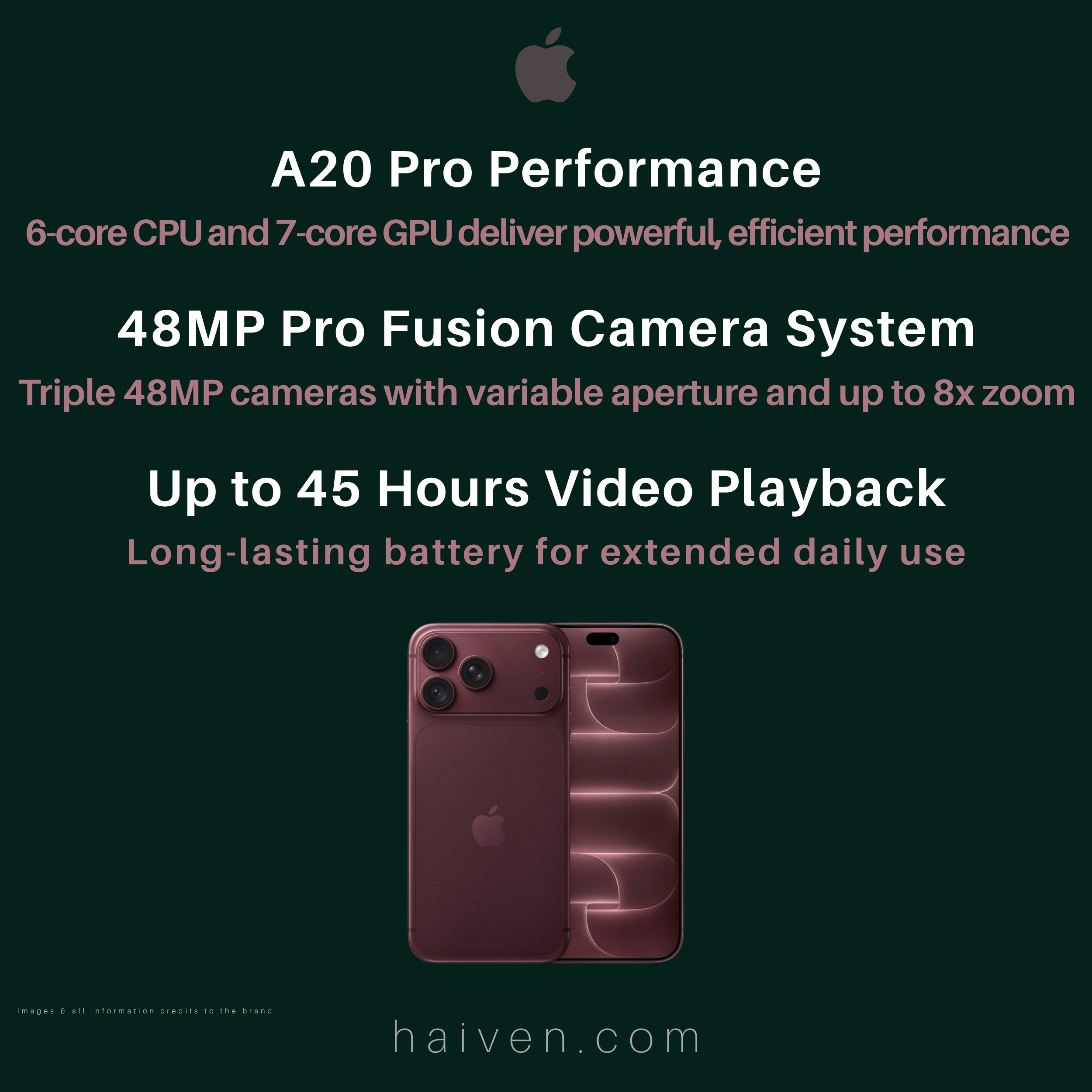 Apple iPhone 18 Pro Max TDRA – 6.9" Super Retina XDR OLED Display, A20 Pro Chip, 6-Core CPU, 7-Core GPU, 16-Core Neural Engine