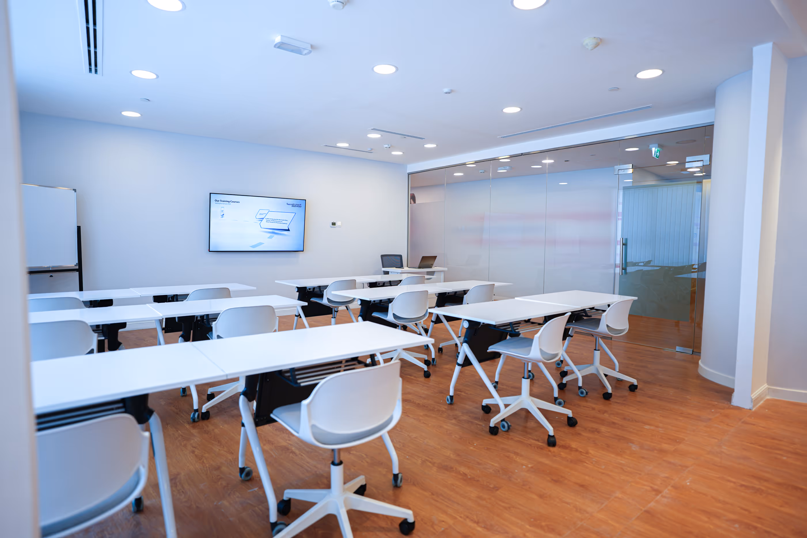 State-of-the-art training room at Trainovation equipped for fire and safety courses in Abu Dhabi