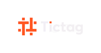 Tictag company logo with an abstract red symbol to the left of the word Tictag.
