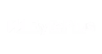 BytePlus company logo in white text with stylized lightning bolt symbol.