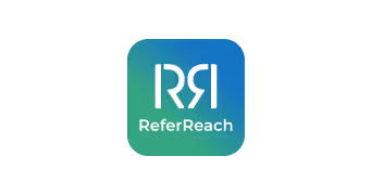 ReferReach company logo with stylized RR letters on a blue and green gradient background.