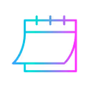 Colorful neon outline of a blank calendar page with spirals on top.