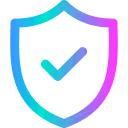 Gradient shield icon with a checkmark symbolizing security or protection.