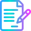 Document icon with lines and a pencil symbolizing writing or editing.