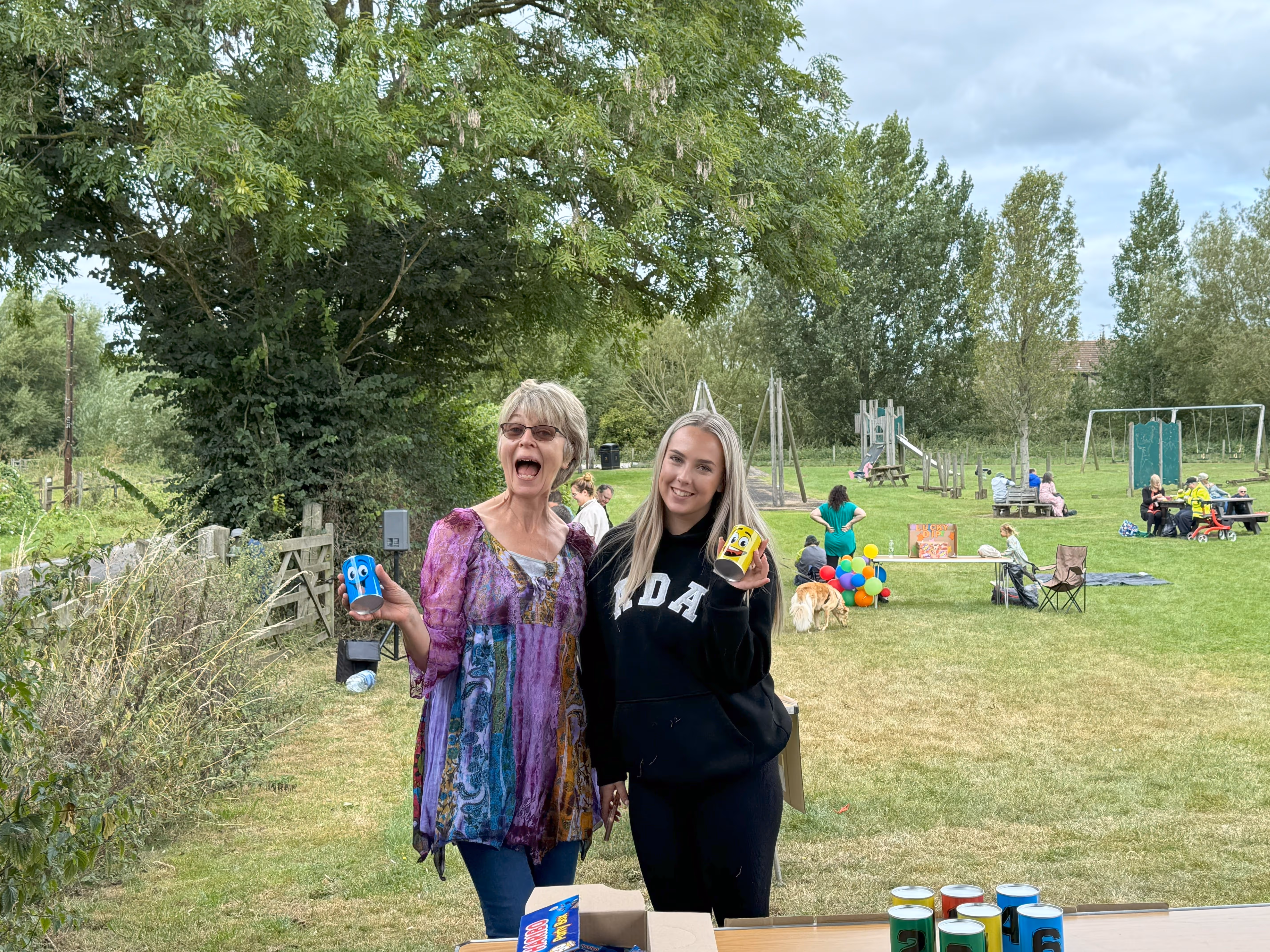 women in a park support services