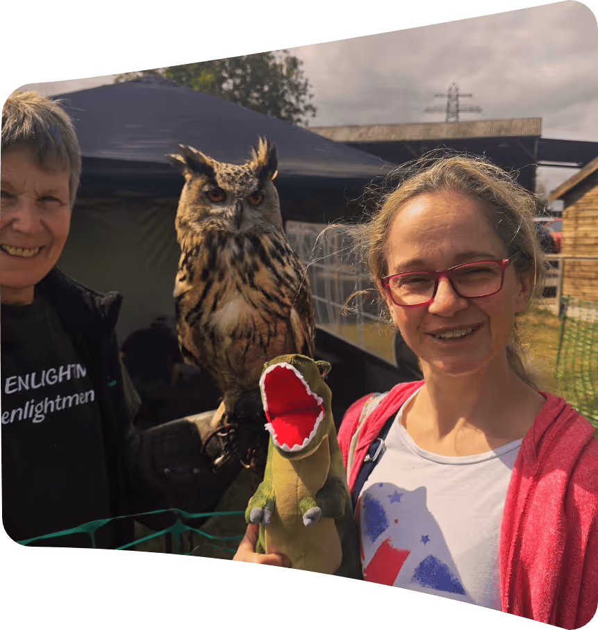 Woman holding owl