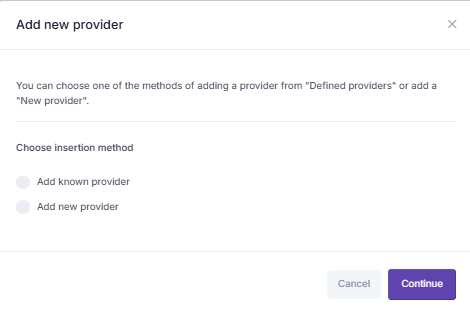 Add new provider