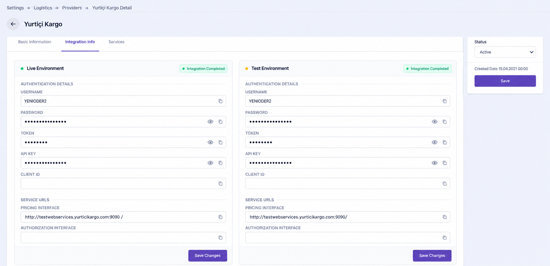 Lidia B2C Console delivery provider details
