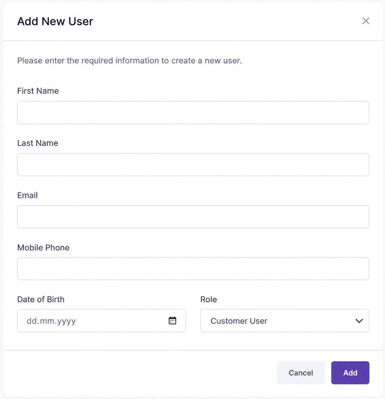 Add New User Form