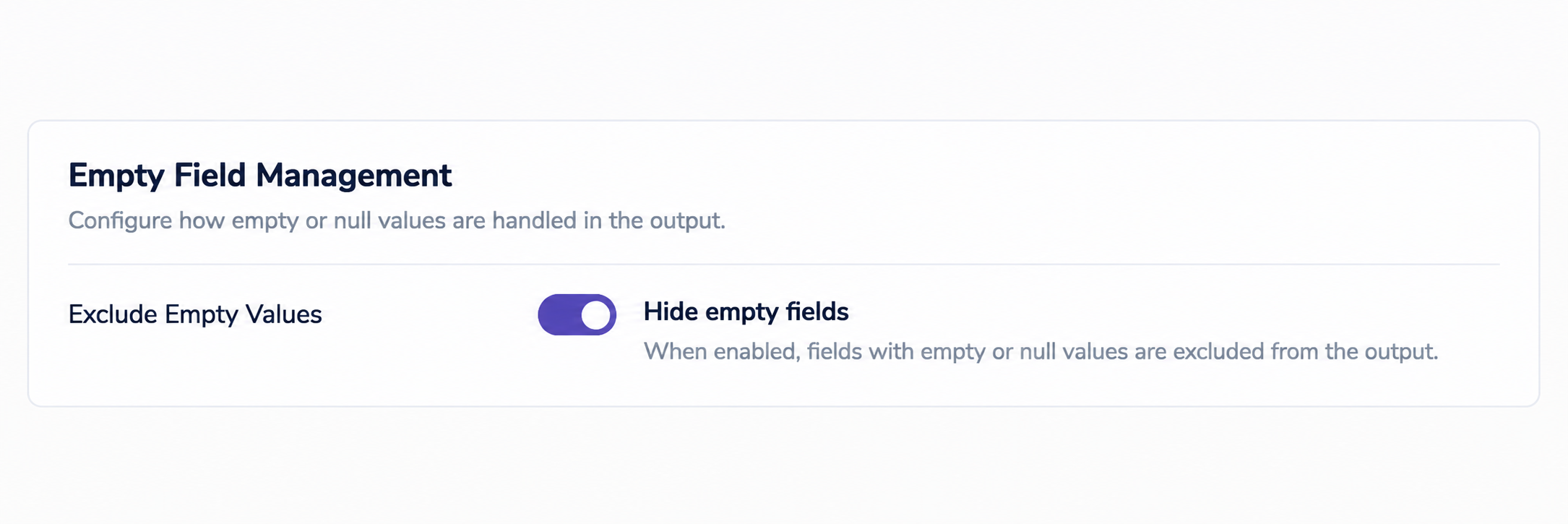 Empty Field Management Settings