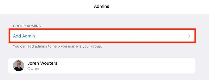 Add an admin to your Telegram group