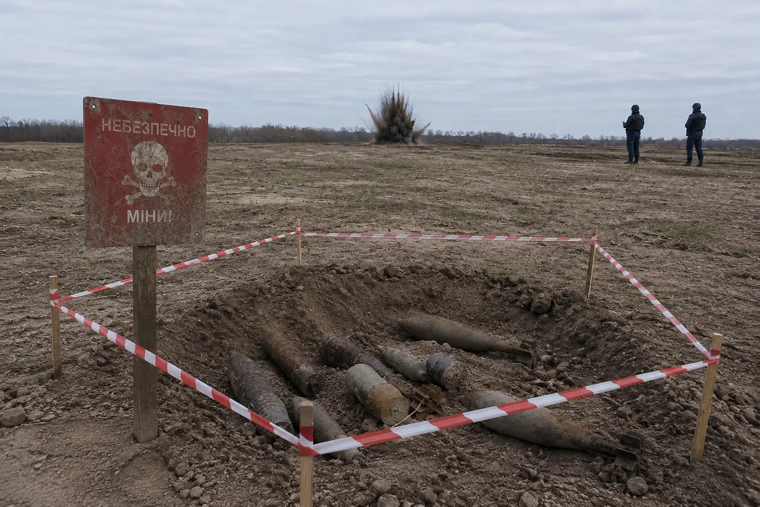 Фахівці проводять знешкодження вибухонебезпечних предметів у контрольованій зоні