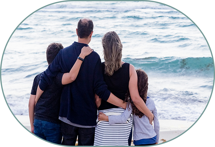 A happy family at the beach