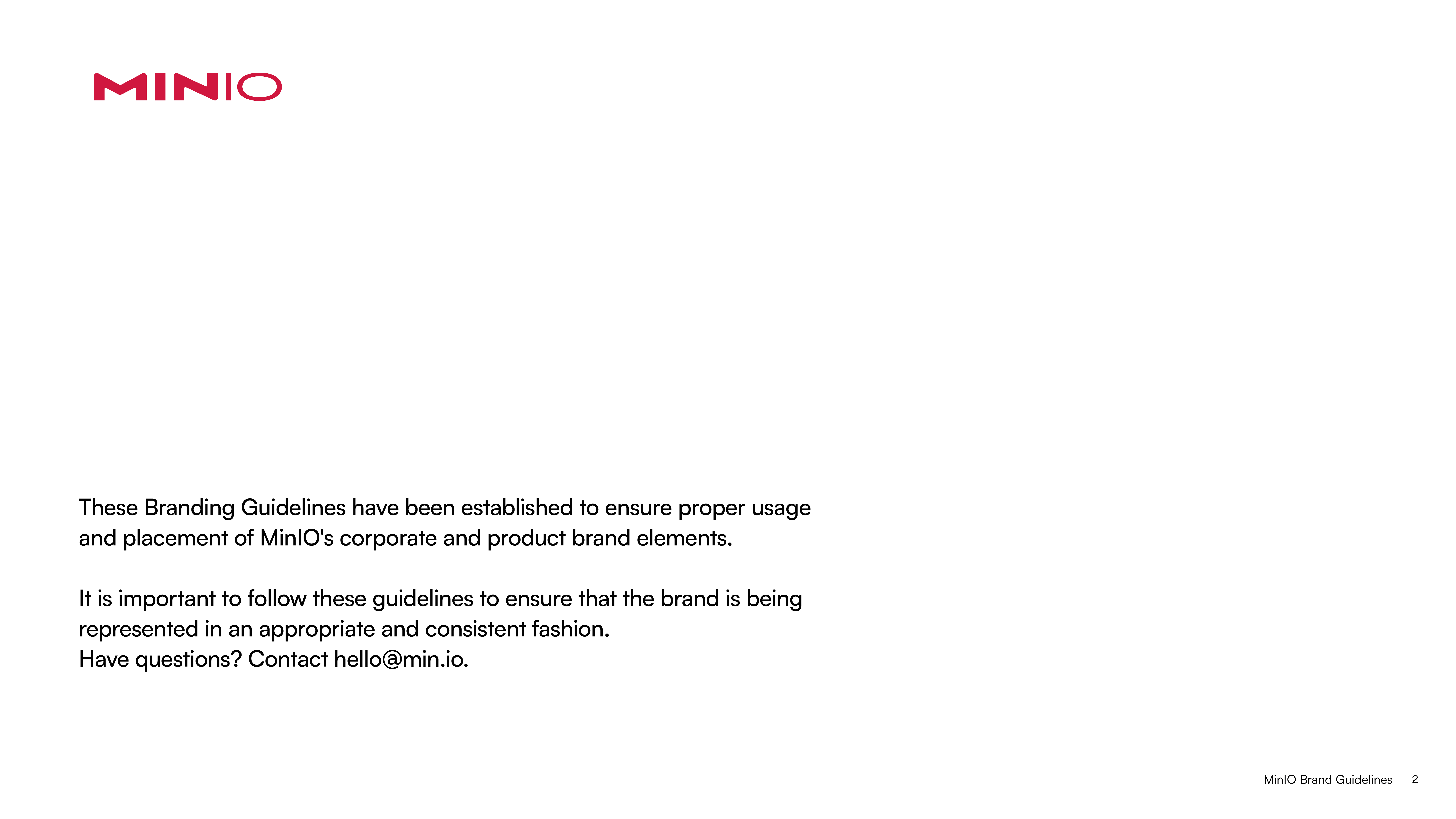 Minio branding guidelines document explaining corporate brand element usage
