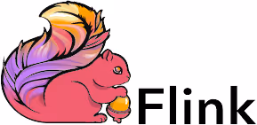Colorful cartoon squirrel mascot with Flink logo on pink background