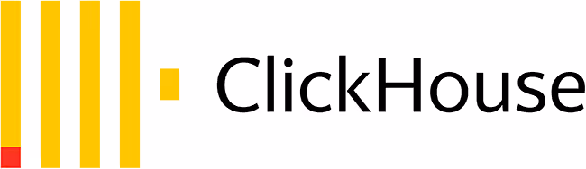 ClickHouse logo with yellow vertical stripes and black text