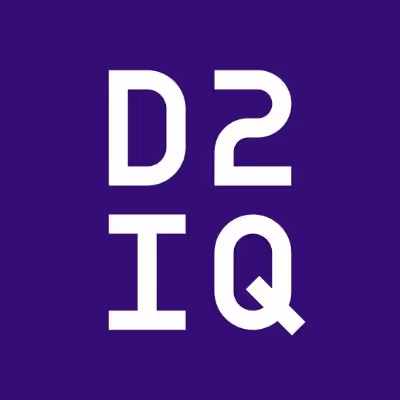 D2IQ logo with white letters on a deep purple background