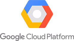 Google Cloud Platform logo with hexagonal shape in blue, yellow, and red colors