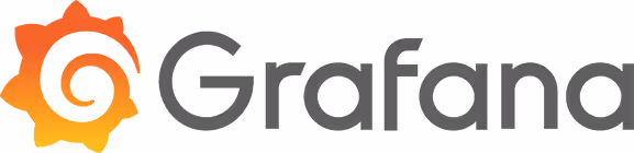 Grafana logo with orange and yellow swirl design next to company name