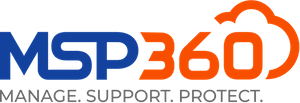 MSP360 cloud management logo with blue and orange color scheme