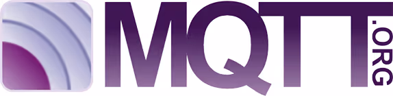MQTT.org logo with abstract curved design in purple and white