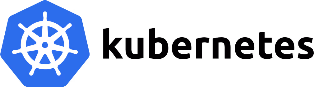 Kubernetes logo with ship wheel on blue hexagonal background