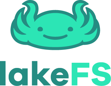 Cute teal monster mascot logo with smiling face for LakeFS