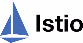 Istio logo with a blue geometric sailboat-like design