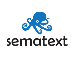 Blue octopus logo with curly tentacles for Sematext software company