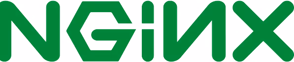 Nginx logo in bold green letters with stylized geometric design