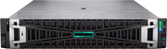 HPE ProLiant server rack with multiple drive bays in data center
