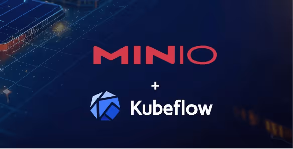 MINIO and Kubeflow logos on a dark blue technological background