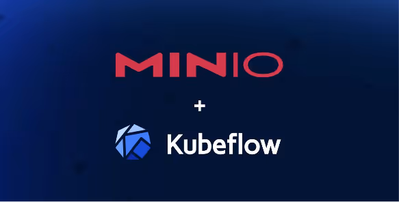 MinIO and Kubeflow logos on dark blue gradient background