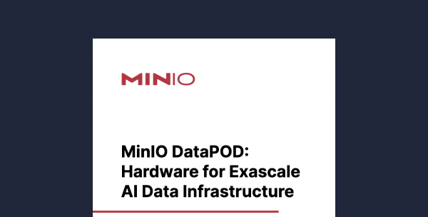 MinIO DataPOD logo and description for exascale AI data infrastructure