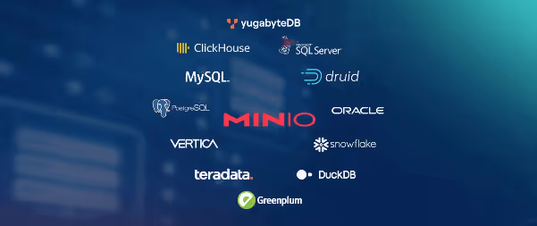 Various database and data platform logos showcasing technology ecosystem