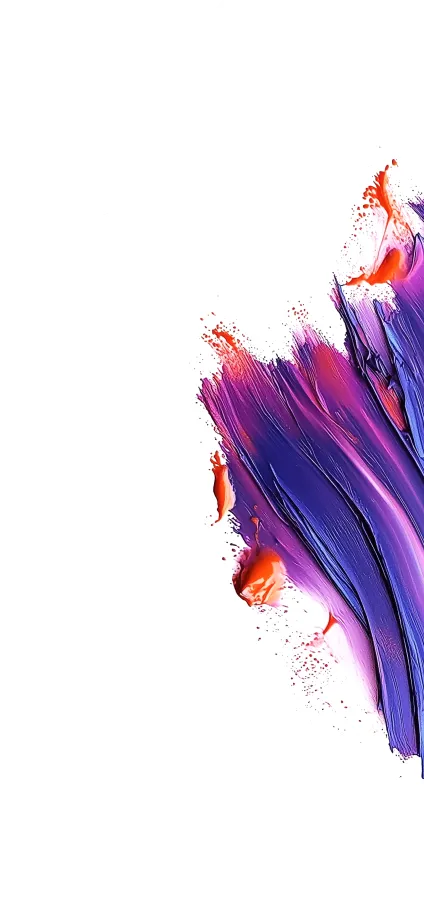 Vibrant purple and red abstract paint strokes on white background