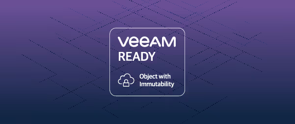 Veeam Ready badge for Object with Immutability on purple background