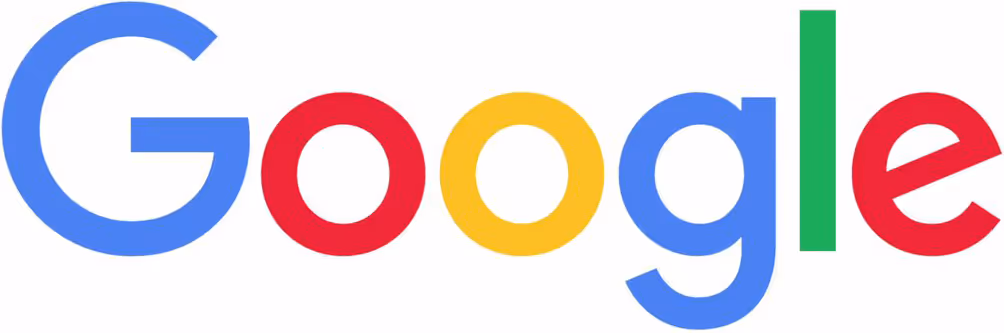 Google logo with colorful letters in blue, red, yellow, blue, green, and red