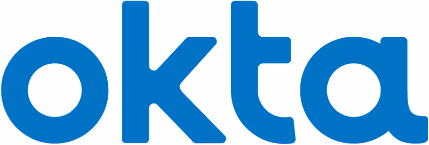 Okta logo in blue letters on a white background