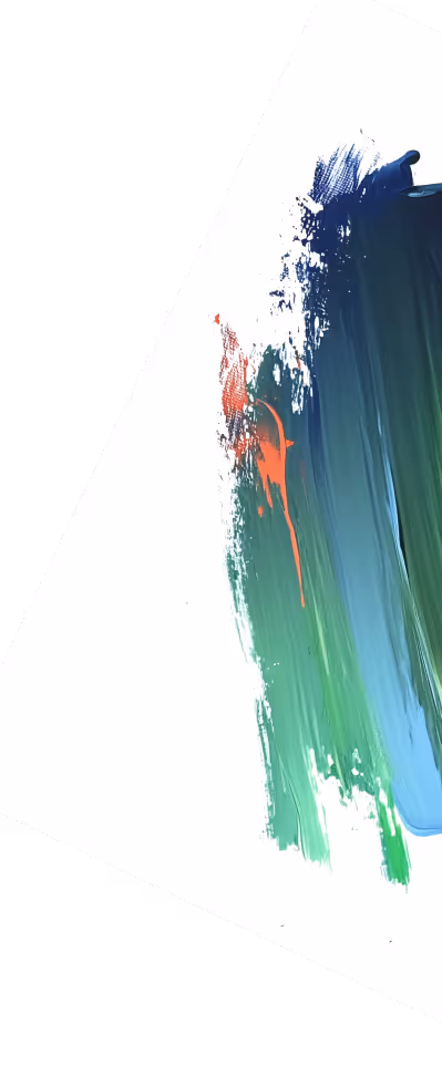 Abstract vertical brush strokes in blue, green, and orange colors