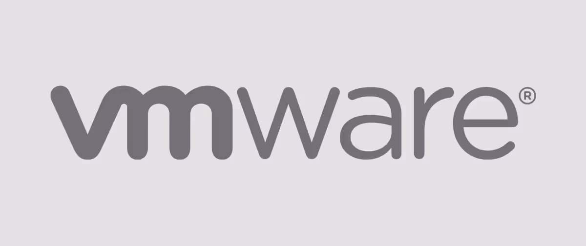 VMware logo in gray, corporate branding typography