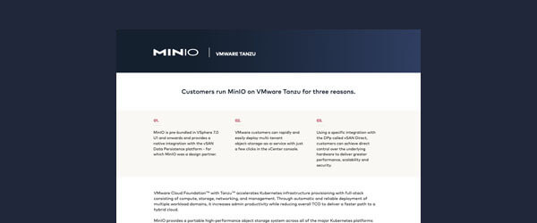 MINIO VMware Tanzu partnership benefits white paper document