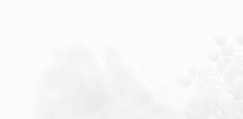 Abstract 3D molecular structure with connected spheres on the right against a light background.