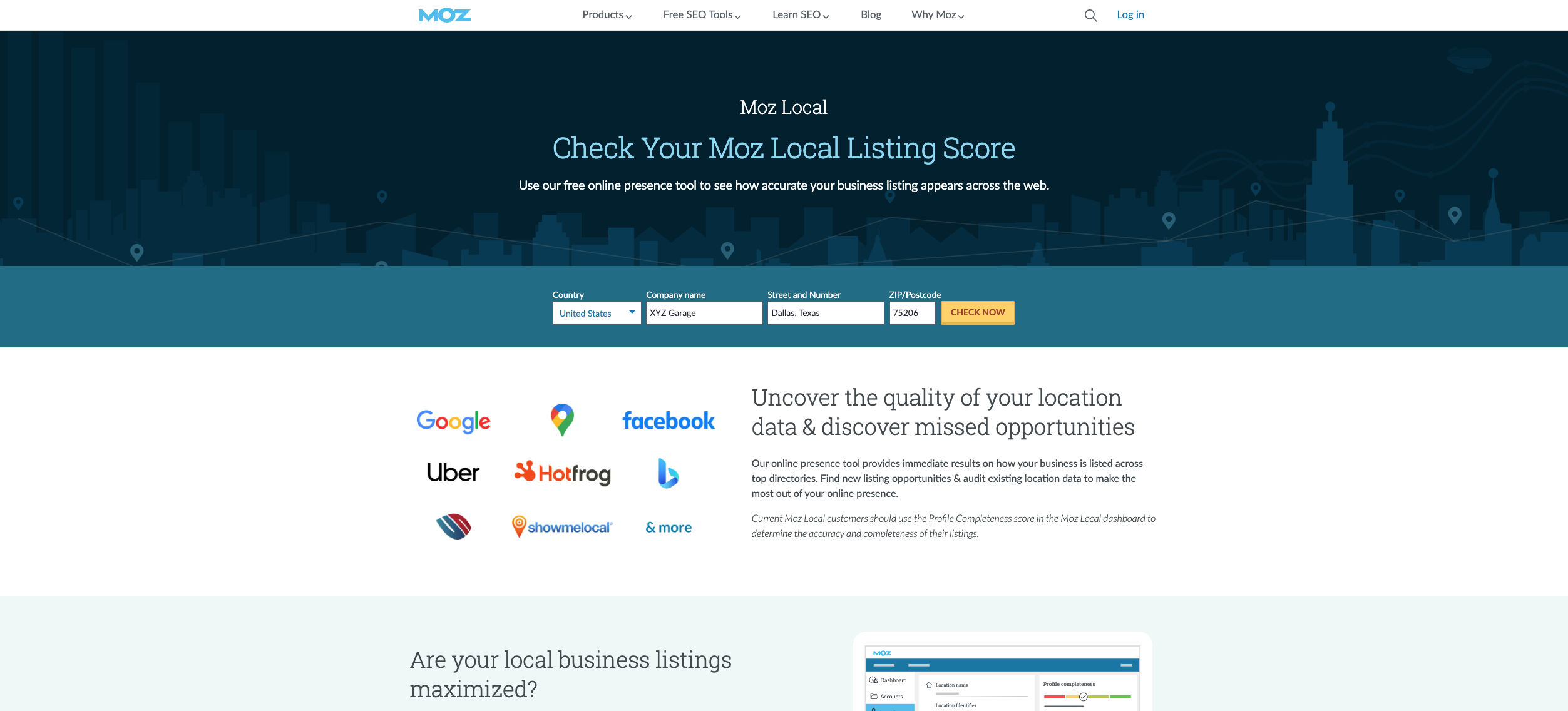 Moz Local Listing Search
