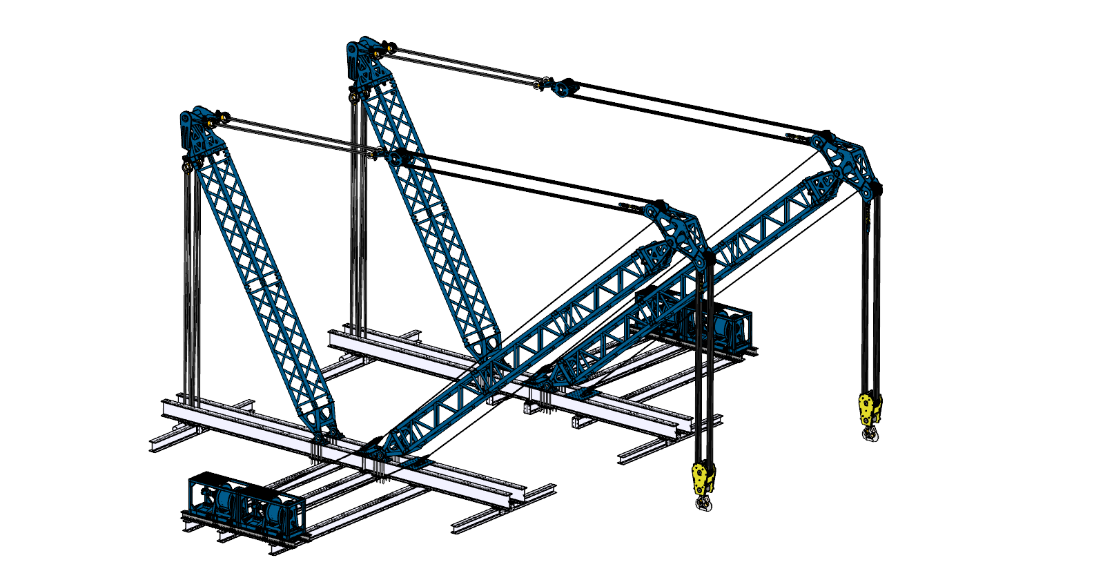 A supply vessel delivering heavy loads to an offshore platform using the SL900L Double Boom Lifting System. The system's lift winches facilitate controlled and precise handling of loads, ensuring operational versatility.