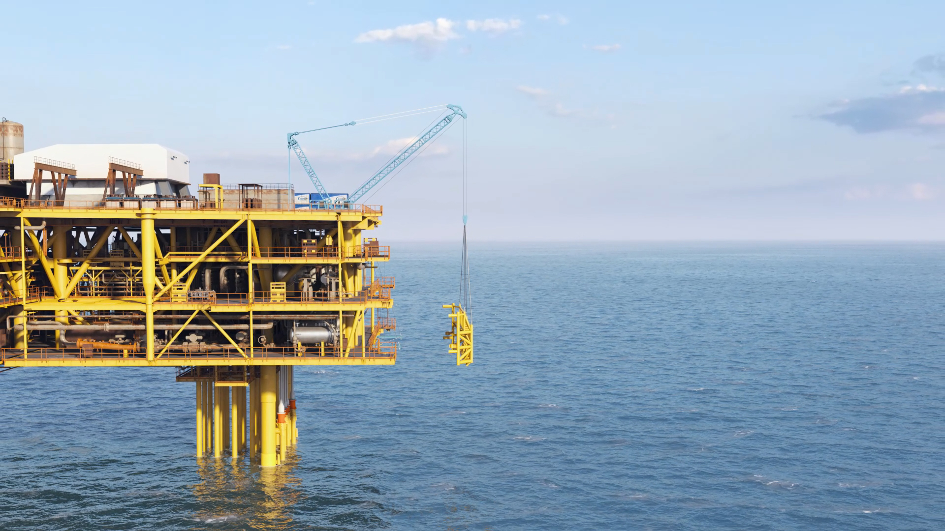 A SL900 single boom lift offshore