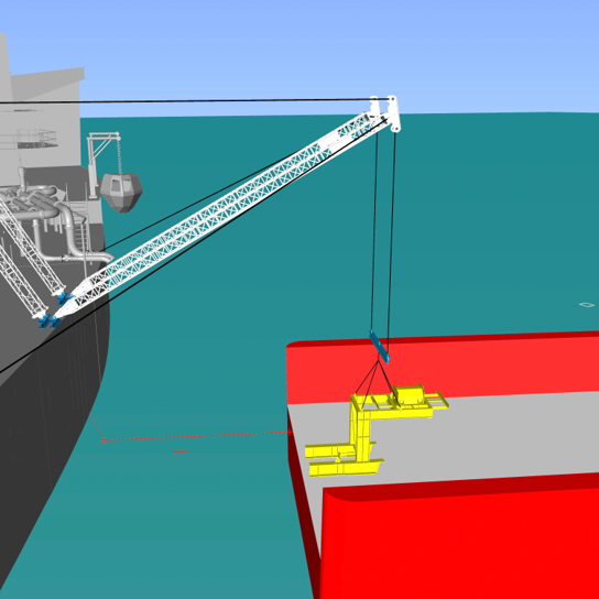 Wide reach of the SL900 when retrieving supplies from vessels