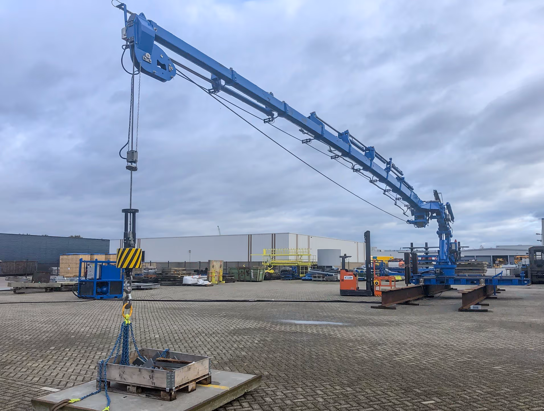 Knuckle Boom Crane being load tested at Conbit Yard