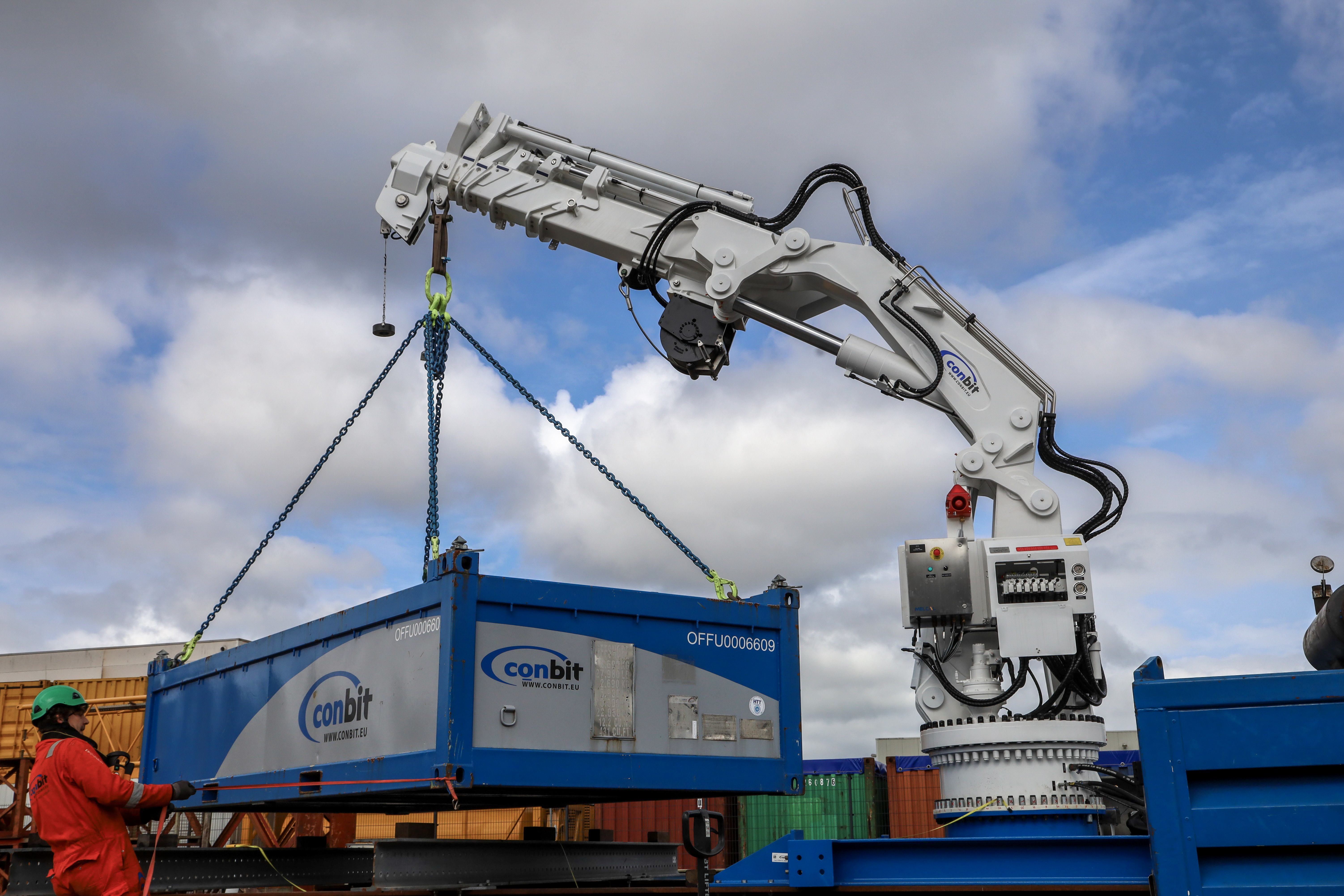 Load testing a crane at the Conbit yard